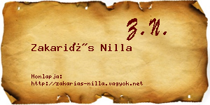 Zakariás Nilla névjegykártya